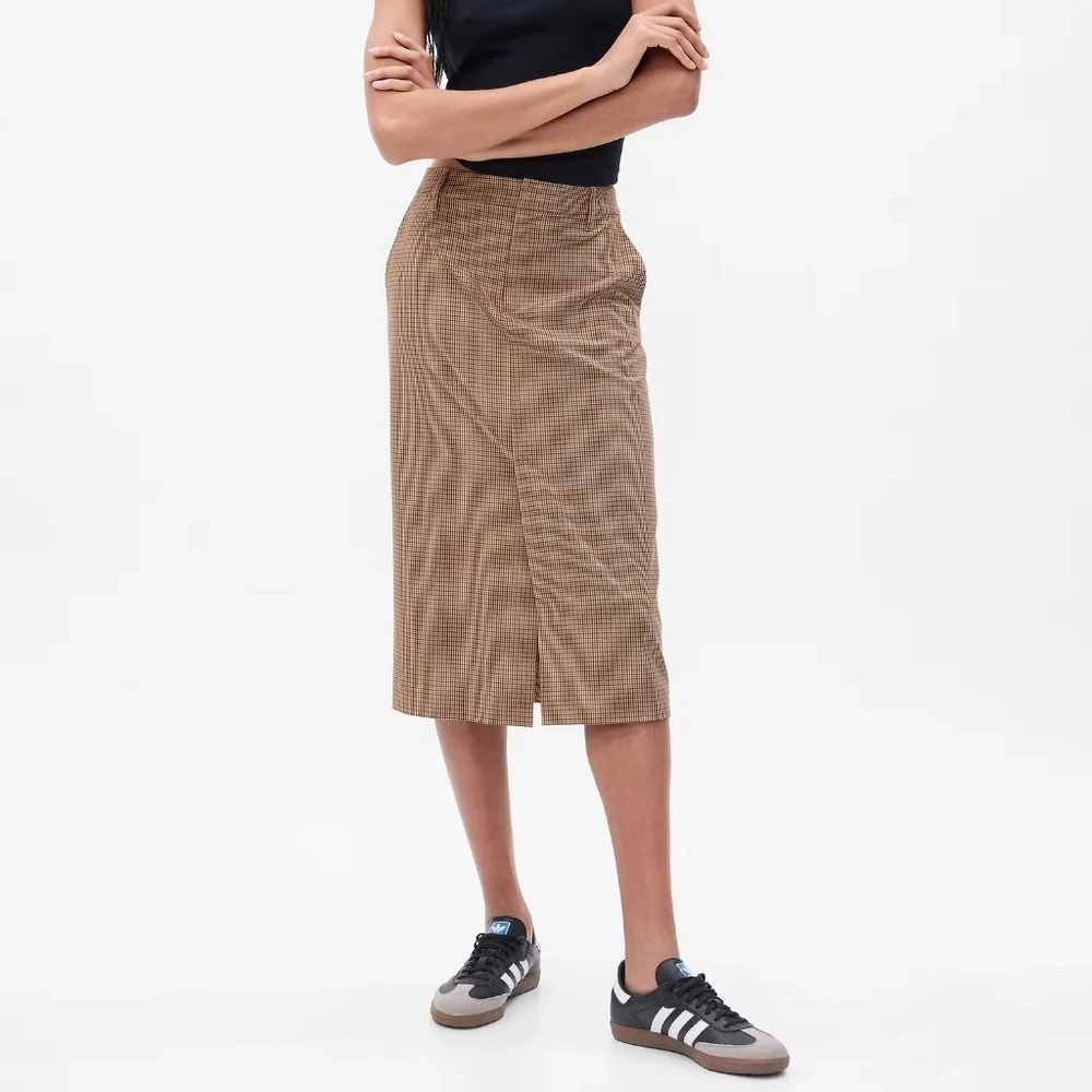 NWT Gap Checked High Rise Pencil Midi Skirt - Picture 1 of 8